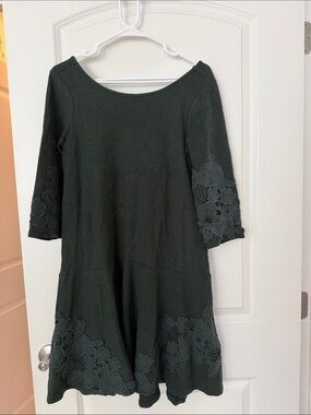 Maeve drop waist emerald green cotton dress